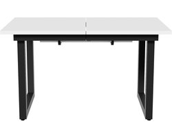 Eettafel-Eettafel Uitschuifbaar - Industrieel Rechthoekig - Multifunctioneel Ruimtebesparend - Wit/Zwart - 180×80×75 cm - MDF & Metaal