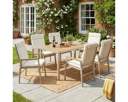 Eettafel en stoelenset - Modern buiten eettafel - Tuin eettafel en stoelenset - Geschikt voor 6 personen