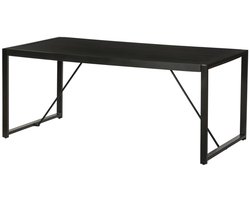 Eettafel Flora rechthoekig 180cm zwart duurzaam mangohout eetkamertafel