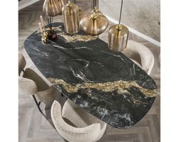 Eettafel Fossil deens ovaal keramiek 180x90 cm - zwart