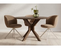 Eettafel Gemini rond Acacia 130 cm - Bruin - Japandi