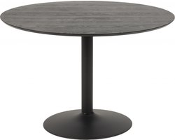 Eettafel Heeze - MDF - Zwart - Ø 110 cm - 74 cm hoog - Rond - Eetkamertafel - Keukentafel