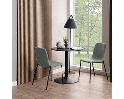 Eettafel Heeze - MDF - Zwart - Ø 80 cm en 75 cm hoog - Rond - Eetkamertafel - Keukentafel