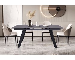 eettafel herza- 160-240cm- uitschuifbare eettafel- rechthoekig zwart