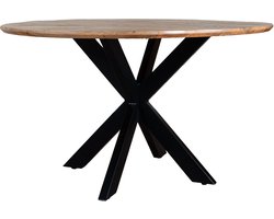 Eettafel Icon ø100 cm - Mangohout - Industrieel - Rond - 2 tot 3 personen - Keukentafel