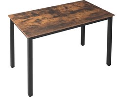 Eettafel – Industriële Keukentafel voor 4 Personen – 120x60x77 cm – Rechthoekige Tafel met Stevig Metalen Frame – Donkerbruin Houtlook – Voor Woonkamer, Keuken of Eetkamer