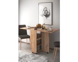 Eettafel Inklapbare| Eettafel Uitschuifbaar| Opvouwbaar| Ruimtebesparend Klaptafel| Modern en Stijlvol| Licht Walnoot| 140x60x75