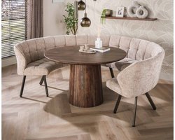 Eettafel Jade rond acaciahout Ø130x77 cm - Bruin - Japandi