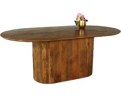 Eettafel Japandi deens ovaal mangohout Fender 200x110cm bruin design tafel duurzaam mango eetkamertafel