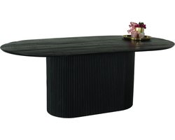 Eettafel Japandi deens ovaal mangohout Fender 200x110cm zwart design tafel duurzaam mango eetkamertafel