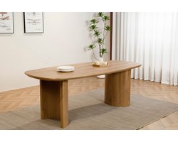 Eettafel Japandi Lennox deens ovaal 210cm bruin fineer ovale tafel eetkamer japanse stijl tafel