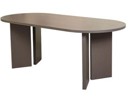 Eettafel Japandi ovaal 200cm walnoot melamine Hano Japanse eetkamertafel