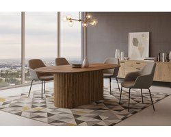 Eettafel Japandi Ovaal 200x110cm – Massief Mangohout – Bruin – Scandinavisch Design – 6-8 Personen – Duurzame Eetkamertafel voor Woonkamer & Keuken NoviHome