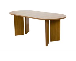 Eettafel Japandi ovaal 220cm lichtbruin melamine Hano Japanse eetkamertafel