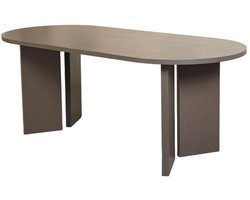 Eettafel Japandi ovaal 220cm walnoot melamine Hano Japanse eetkamertafel