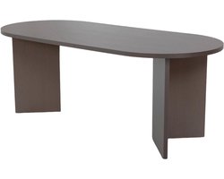 Eettafel Japandi ovaal 220cm walnoot melamine Nancy Japanse eetkamertafel