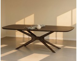 Eettafel Jax Deens ovaal mangohout 220x110 cm - Walnoot bruin - Japandi