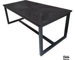 Eettafel Jax visgraat mangohout 160x90 cm - Zwart