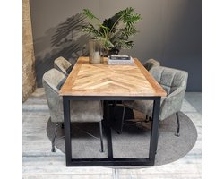 Eettafel Jax visgraat mangohout 180 cm - naturel