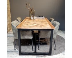 Eettafel Jax visgraat mangohout 220 cm - naturel