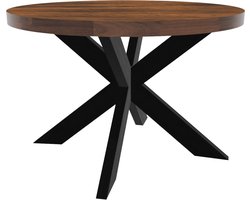 Eettafel Jones rond 120cm bruin duurzaam mangohout ronde tafel
