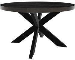 Eettafel Jones rond 130cm zwart duurzaam mangohout ronde tafel