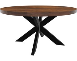 Eettafel Jones rond 150cm bruin duurzaam mangohout ronde tafel