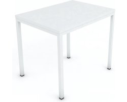 Eettafel - Kantinetafel 70 x 70 x 75 Computertafel Bureau Wit Metaal