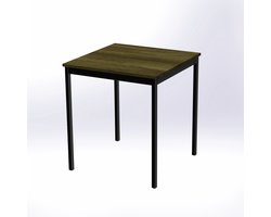 Eettafel - Kantinetafel 70 x 70 x 75 Computertafel Tafel Metaal Zwart-Bruin