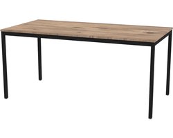 Eettafel Kantinetafel Bureau - Werktafel Vergadertafel - Functioneel Werken - Melamine Blad Metaalframe - 75x160x80 cm - Bruin Zwart