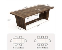 Eettafel – Keukentafel – Dining Table – Tafel – Eetkamertafel – Industrieel Design – Massief Hout – 180 cm Breed – Stevige Constructie