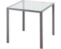 Eettafel-keukentafel-glazen tafel-vierkante tafel-glazen blad-compact ontwerp-grijs