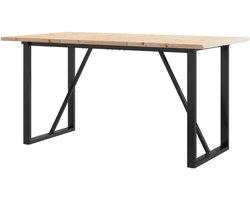 Eettafel - Keukentafel - Samen eten - Massief hout staal - 140x80 cm - Bruin