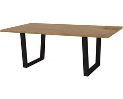 Eettafel keukentafel tafel "Hollywood" - 200 x 100 x 76 cm - kleur: Eiken / Zwart