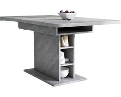 Eettafel - Keukentafel - Uitschuifbaar - Voor Woonkamer of Eethoek - Met Opbergruimte & Modern Design - Rechthoekig IJzer & Hout - Grijs