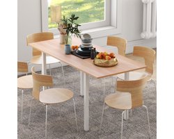 Eettafel – Keukentafel – Uitschuifbare Tafel – Uitklapbare Eetkamertafel – Diner Table – Voor 4-6 Personen – Melamine Blad – Stalen Poten