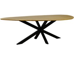 Eettafel Kiezel mangohout met facetrand 200x120 cm - organische vorm - naturel