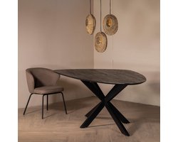Eettafel Kiezel - Zwart - 200cm - Matrix-Poot - Eettafel Owen - Giga Meubel