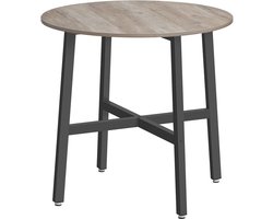 Eettafel Kleine - Ronde Keukentafel Voor Woonkamer Kantoor - Industrieel - Greige Zwart - 80 Cm
