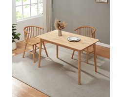 Eettafel Klijori 140x70x74 cm rubberhout naturel [en.casa]