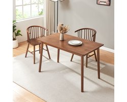 Eettafel Klijori 140x75x74 cm rubberhout walnootkleurig [en.casa]