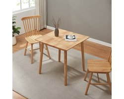 Eettafel Klijori 75x75x74 cm rubberhout naturel [en.casa]