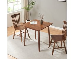 Eettafel Klijori 75x75x74 cm rubberhout walnootkleurig [en.casa]