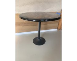 Eettafel / kunstobject - zwarte epoxy met kunst vorm en zwart stalen poot