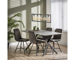 Eettafel Lakia - 160 x 90cm - 3D-betonlook - grijs