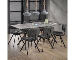 Eettafel Lakia - 190 x 90cm - 3D-betonlook - grijs