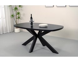 Eettafel Leco deens ovaal 160cm zwart melamine ovale tafel eetkamer