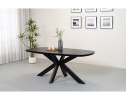 Eettafel Leco deens ovaal 180cm zwart melamine