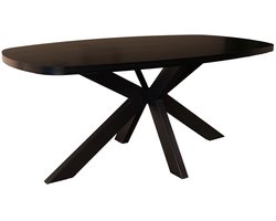 Eettafel Leco deens ovaal 180cm zwart melamine ovale tafel eetkamertafel