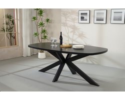 Eettafel Leco deens ovaal 200cm zwart melamine ovale tafel eetkamer